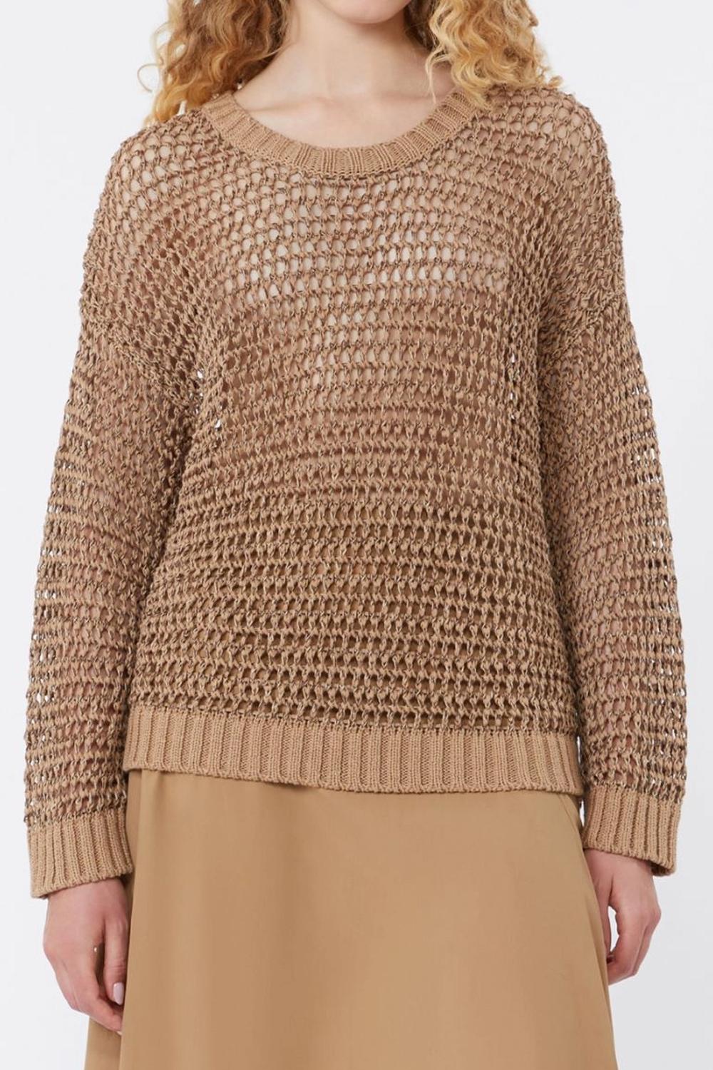Maglia a rete in filato di lino e cotone WKDONIRICA 002CUOIO Max Mara Weekend