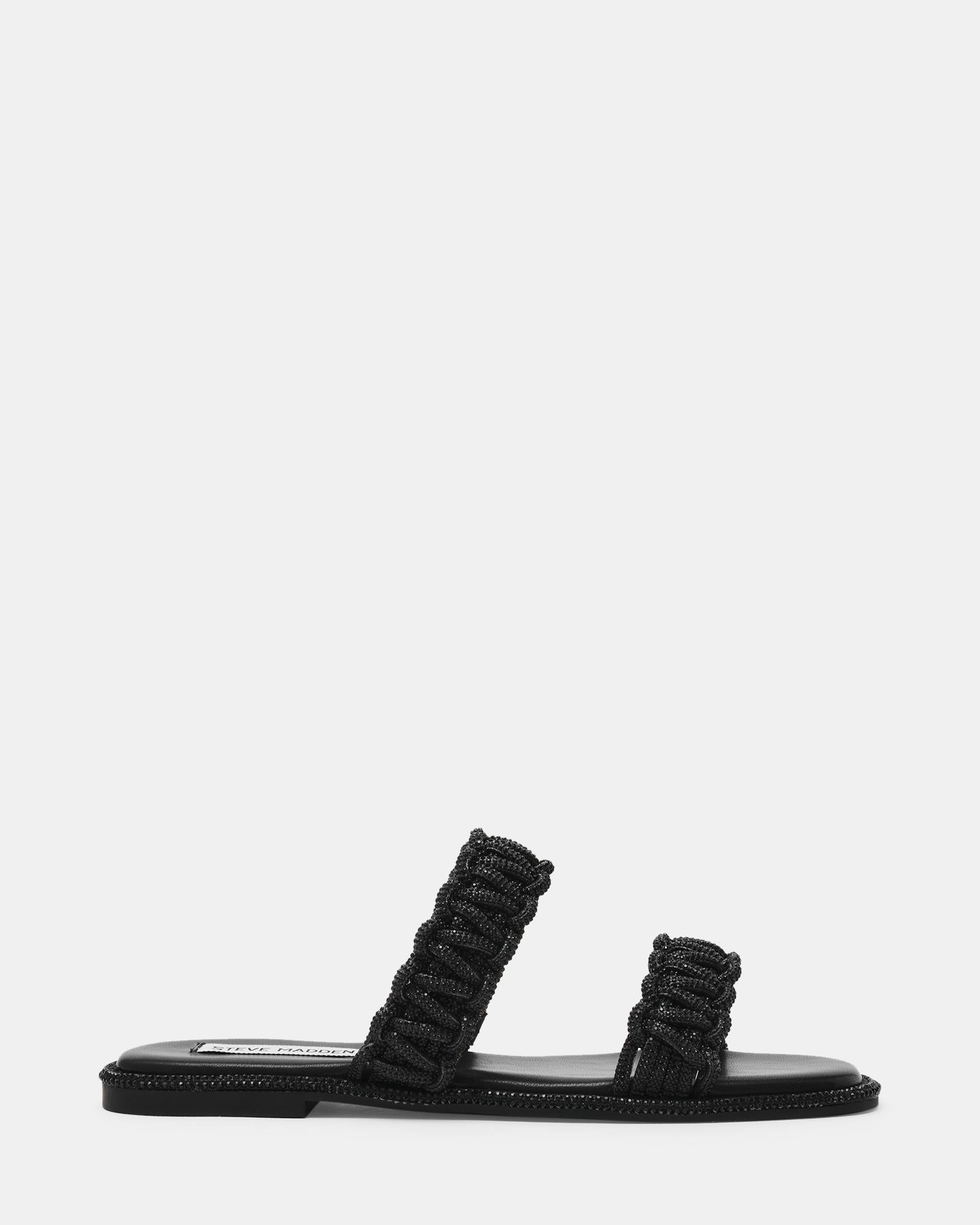 Sandalo Flat NYSSA con Doppia Fascia Intrecciata e Strass NYSSA BLACK Steve Madden