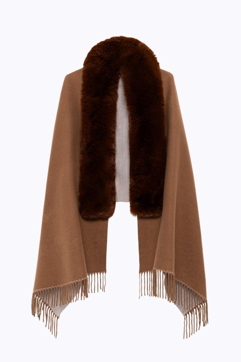 STOLA IN MAGLIA CON COLLO FAUX FUR PF4004 T030081029 Blugirl