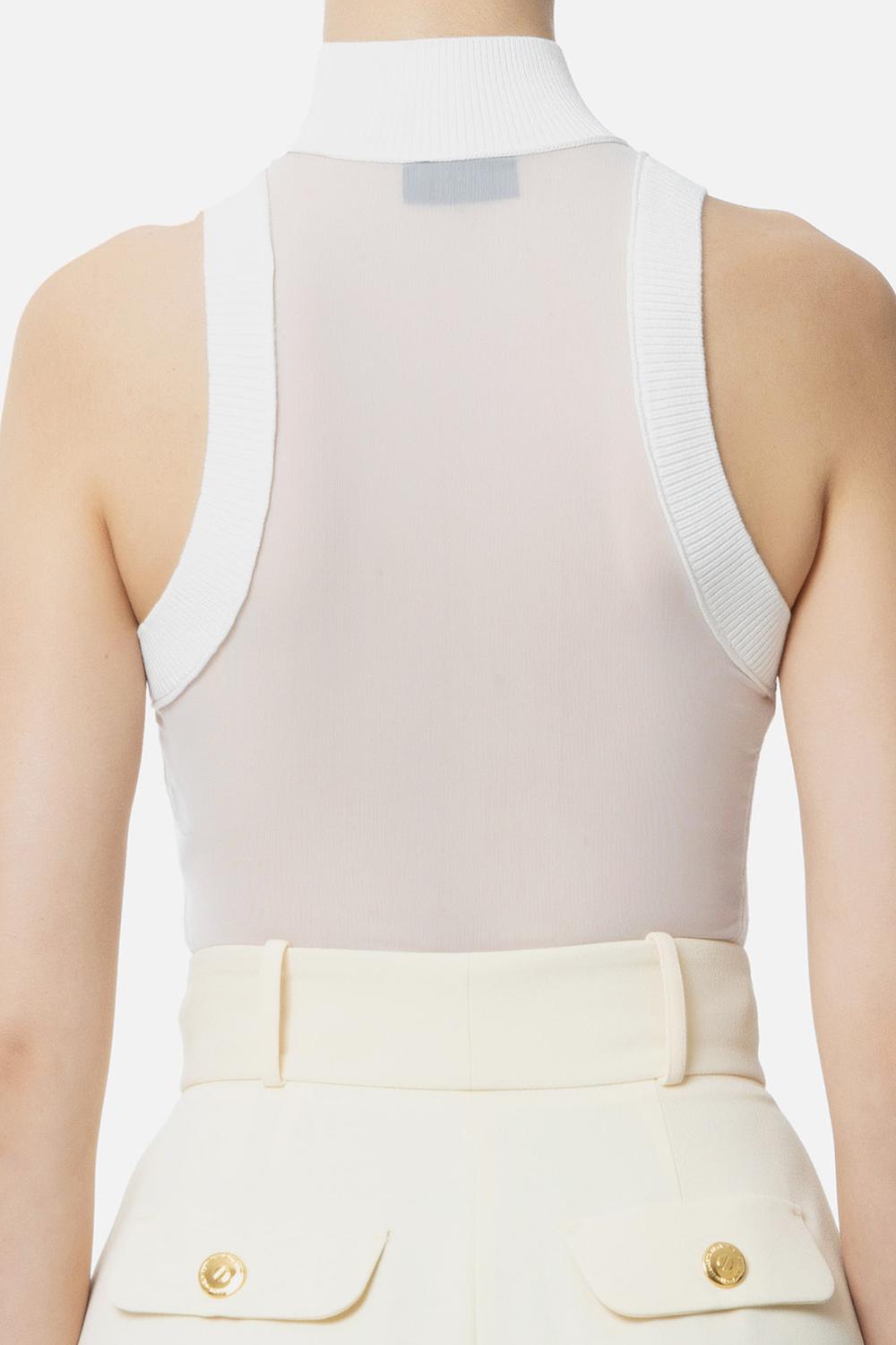 Top in viscosa con dettaglio in tulle<BR/> TK28S 51E2360 Elisabetta Franchi