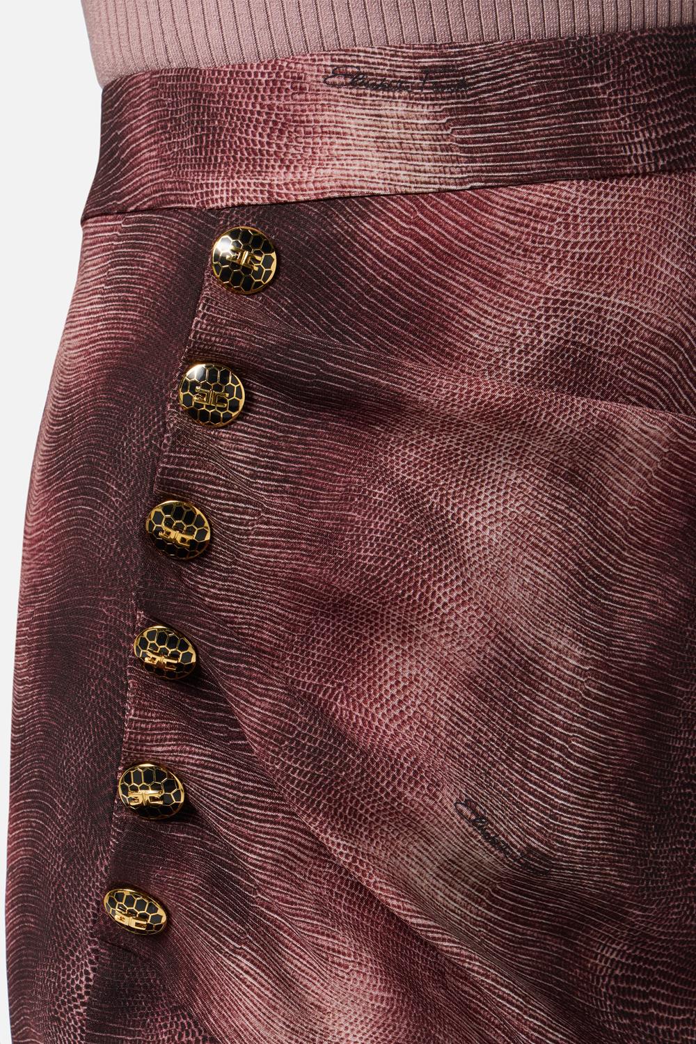 Gonna in crêpe con stampa pitone e bottoni gioiello GO149 57E2EA4 Elisabetta Franchi
