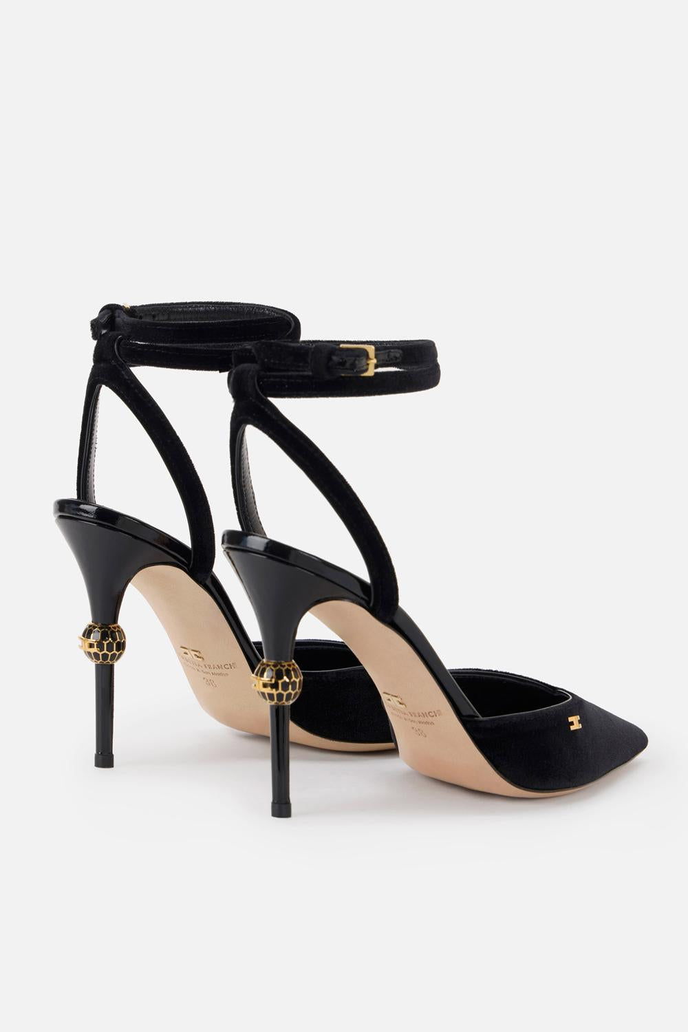 Slingback in pelle con tacco gioiello<BR/> SA74L 57E2110 Elisabetta Franchi