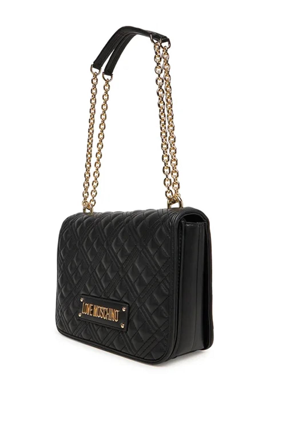 Borsa Love Moschino Media Quilted in Pelle Sintetica con Logo Dorato e Tracolla JC4000PP1N LA0000 Love Moschino