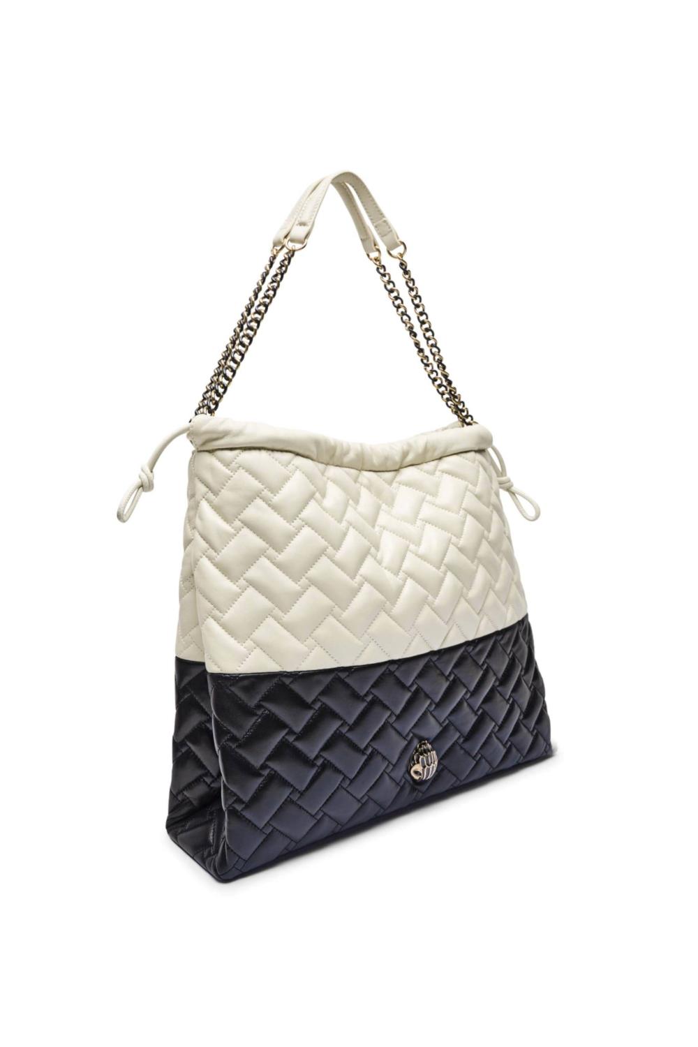 Borsa Shopper in pelle<BR/> 4702501109 /BLK/WHITE Kurt Geiger London