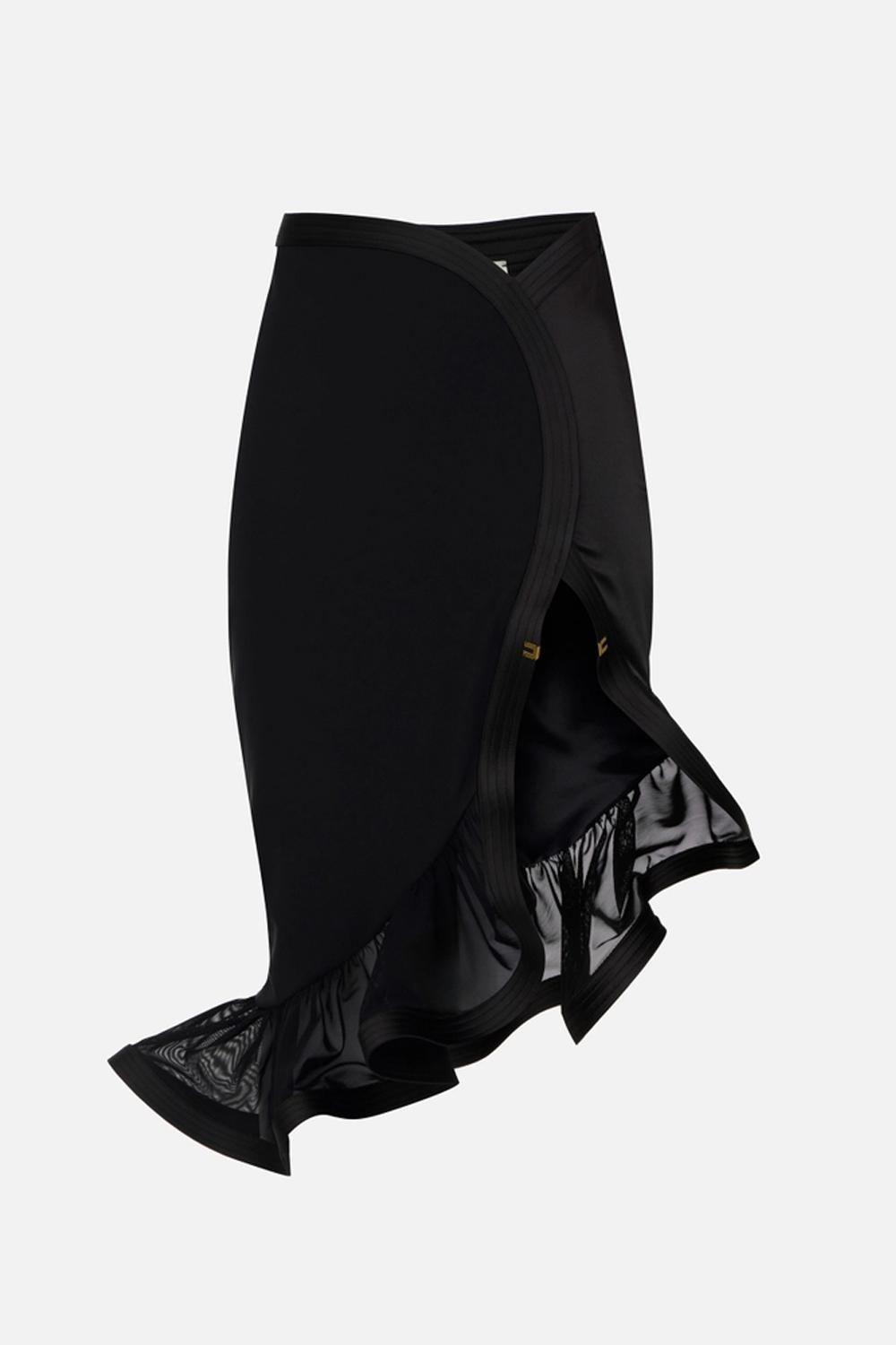 Gonna in crêpe e satin con maxi balza GO180 62E2110 Elisabetta Franchi
