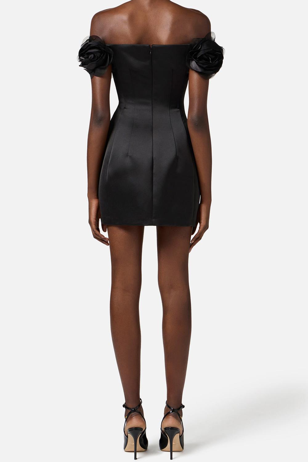 Abito in Duchesse con Fiori Applicati<BR/> ABT51 52E2110 Elisabetta Franchi