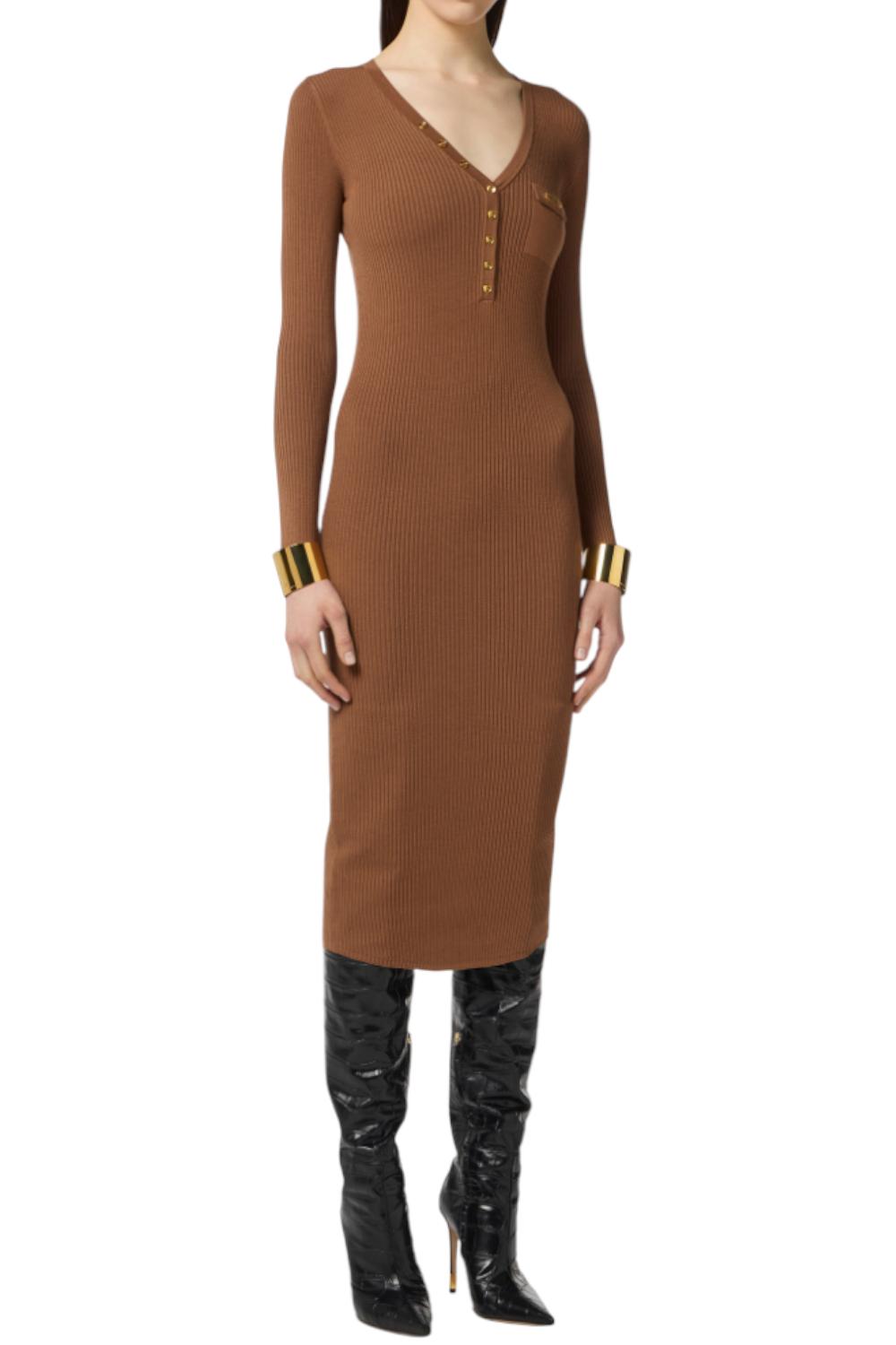 Abito in maglia a costine con taschino<BR/> AM10B 56E2EC1 Elisabetta Franchi