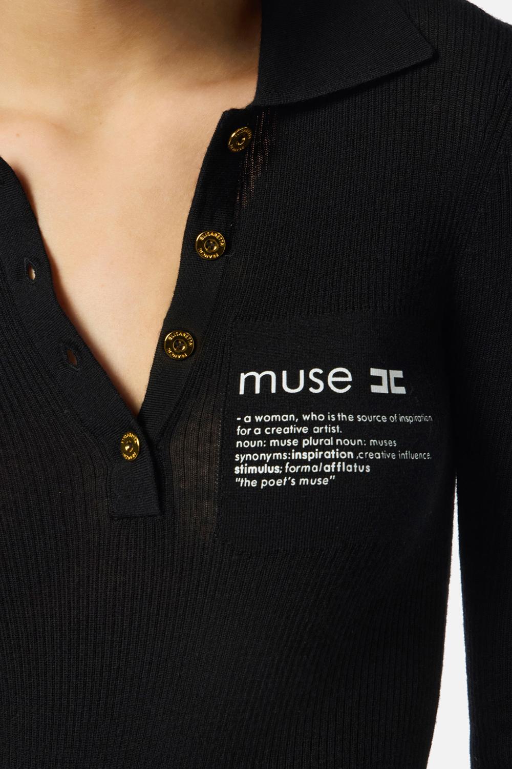 Polo in maglia con dettaglio lettering MK40B 57E2110 Elisabetta Franchi