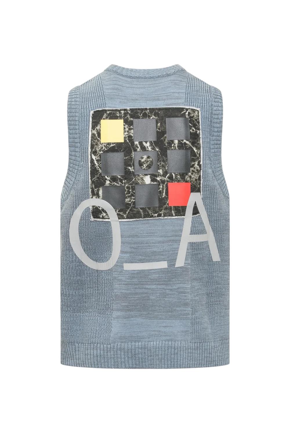 Gilet Smanicato Uomo A-COLD-WALL in Maglia Logo Jacquard e Patch Colorate ACWMK078 /COLDB A-COLD-WALL