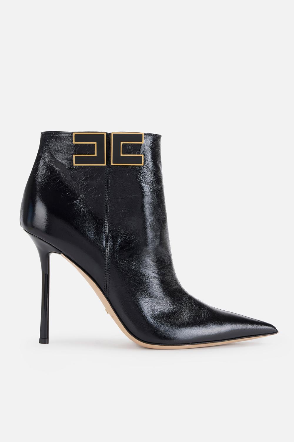 Stivaletti in pelle con dettaglio logo SA91B 57E2110 Elisabetta Franchi