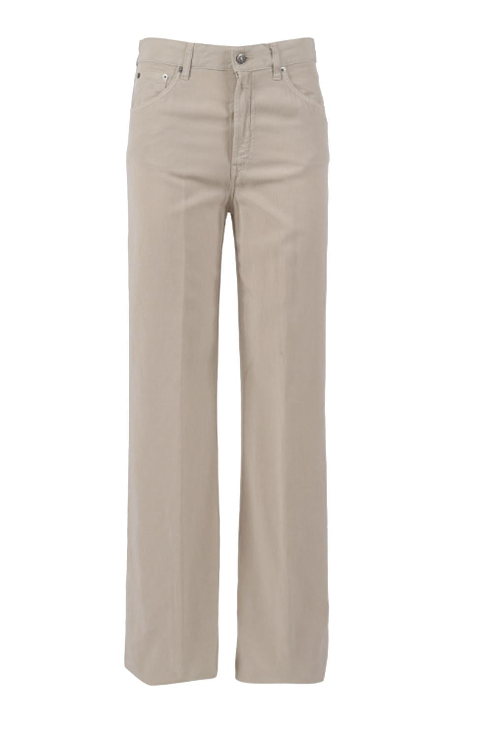 pantaloni wid leg in cotone amber misto lino DP619 CF0197D-BM5004 Dondup