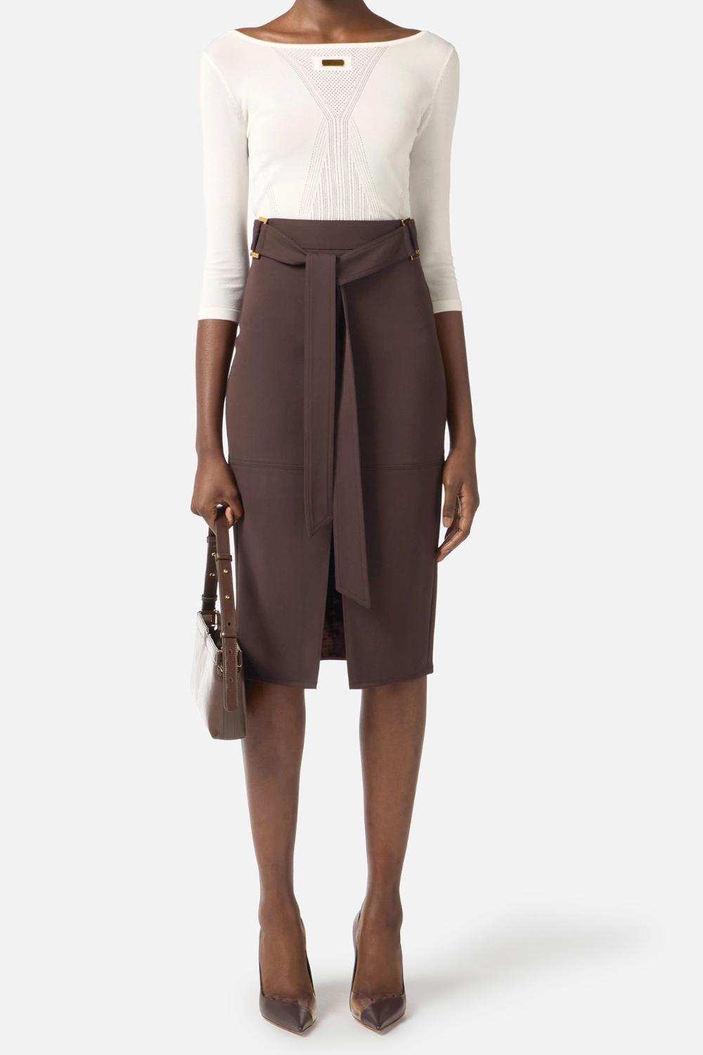 Top Elisabetta Franchi in Maglia Traforata con Schiena Scoperta MK71W 61E2360 Elisabetta Franchi