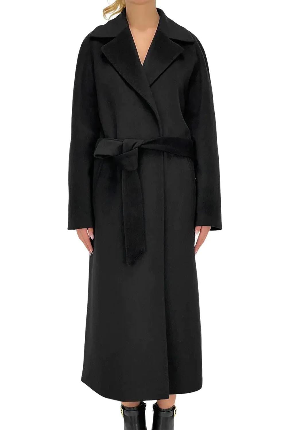 Cappotto Lungo a Vestaglia Senza Bottoni con Tasche a Filo SIRI DEBORA 413NERO Chiarulli