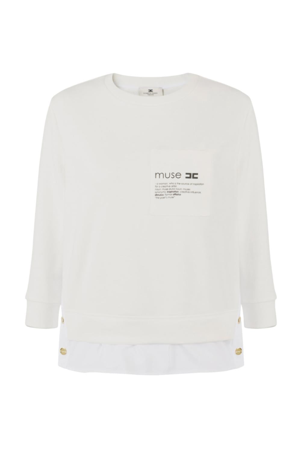 Maglia in felpa con dettagli in popeline<BR/> MD006 56E2360 Elisabetta Franchi