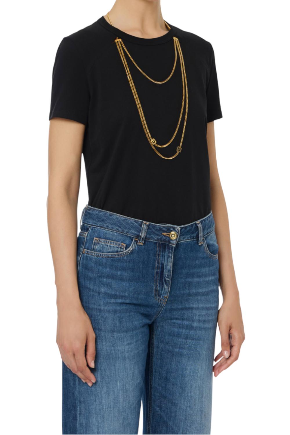 T-shirt in jersey con accessorio gioiello<BR/> MA009 56E2110 Elisabetta Franchi