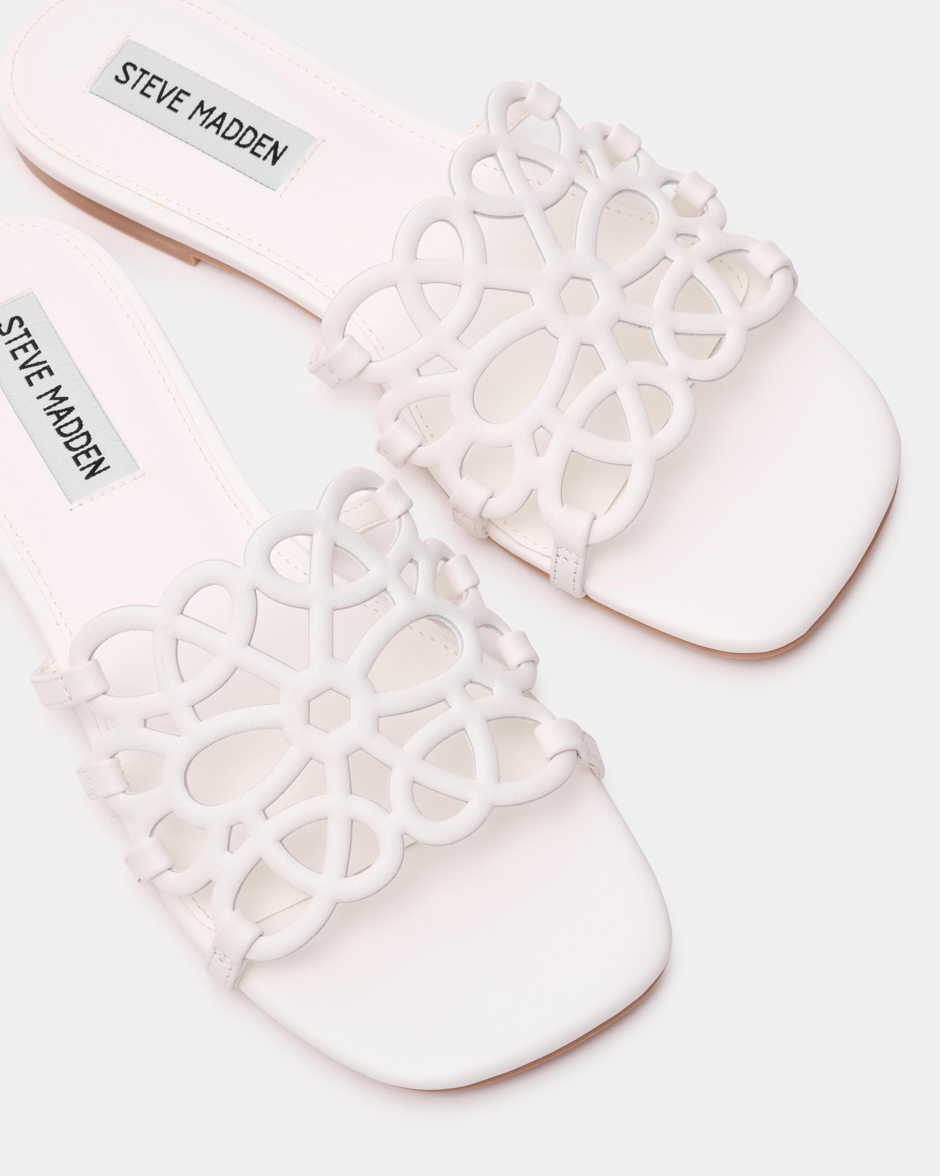 LOTUS - ciabatta flat con fascia LOTUS WHITE LEATHER Steve Madden