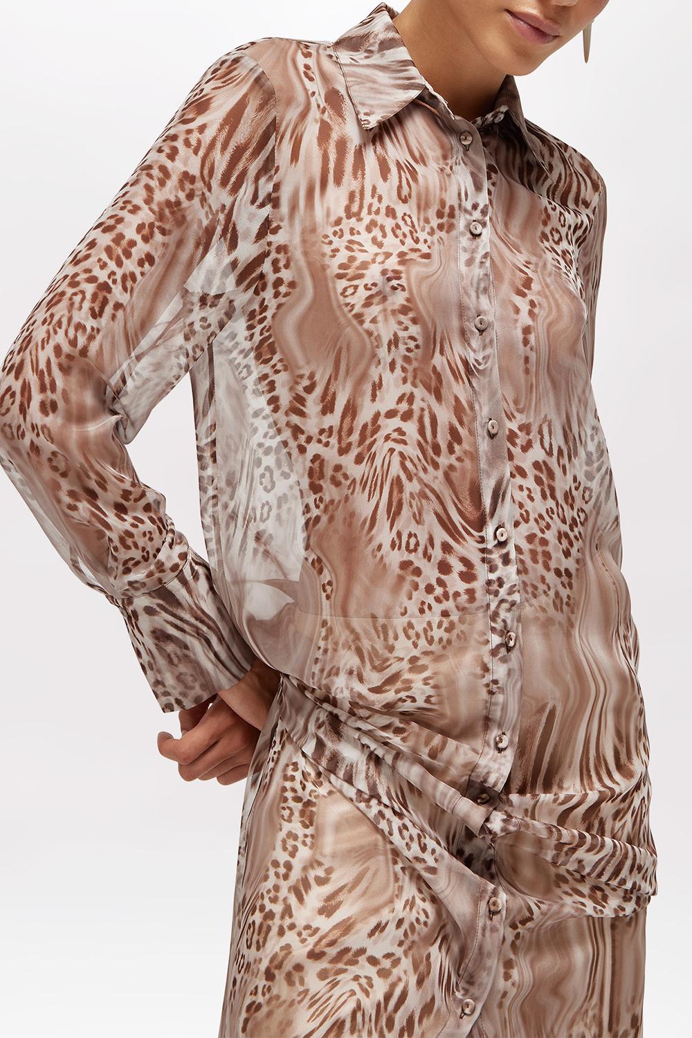 MAXI CAMICIA IN CHIFFON ANIMALIER RA6088 TS121P9371 Blugirl