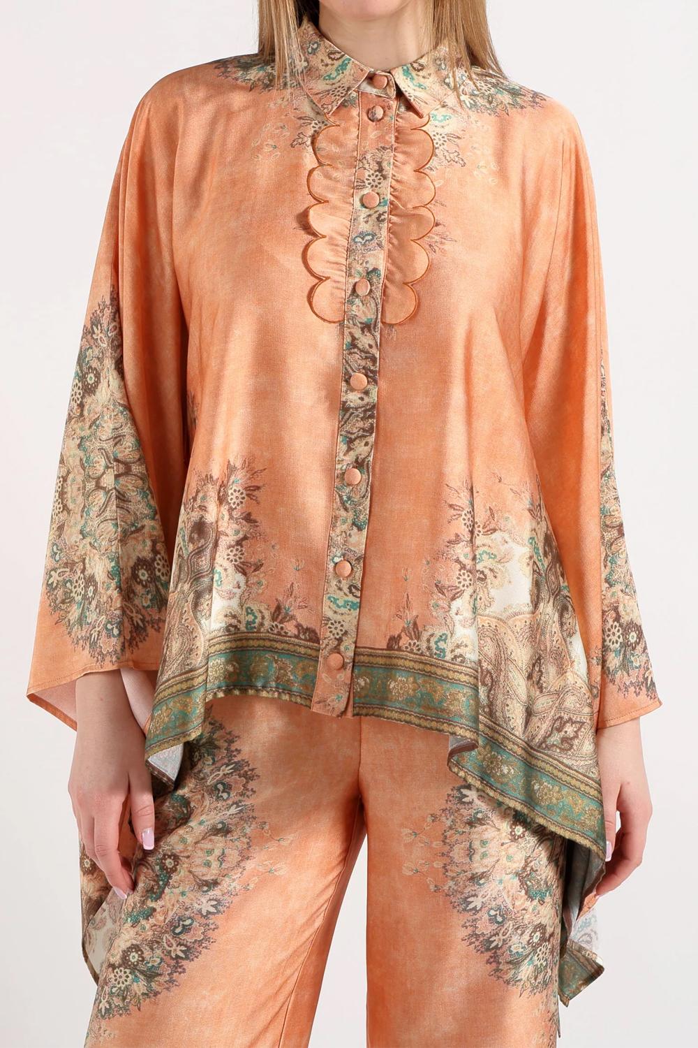 Camicia Donna Amosa Modello Poncho a Fantasia A26SSCA28 /U.V. Amosa