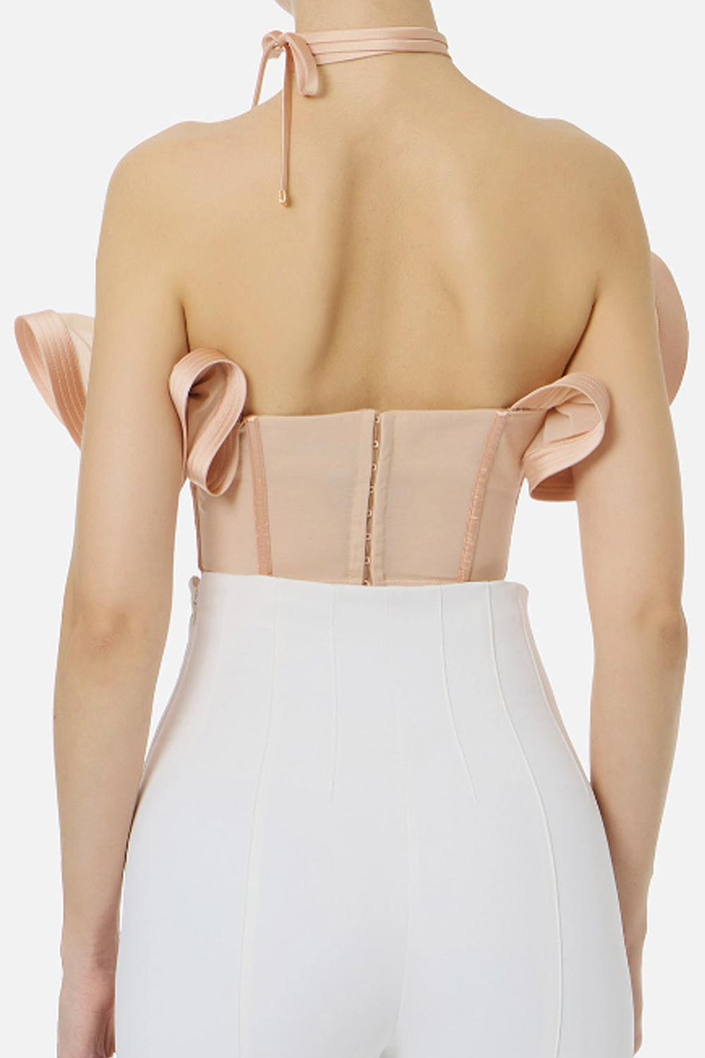 Top Bandeau in Satin con Maxi Ruffle TO039 62E2EA1 Elisabetta Franchi