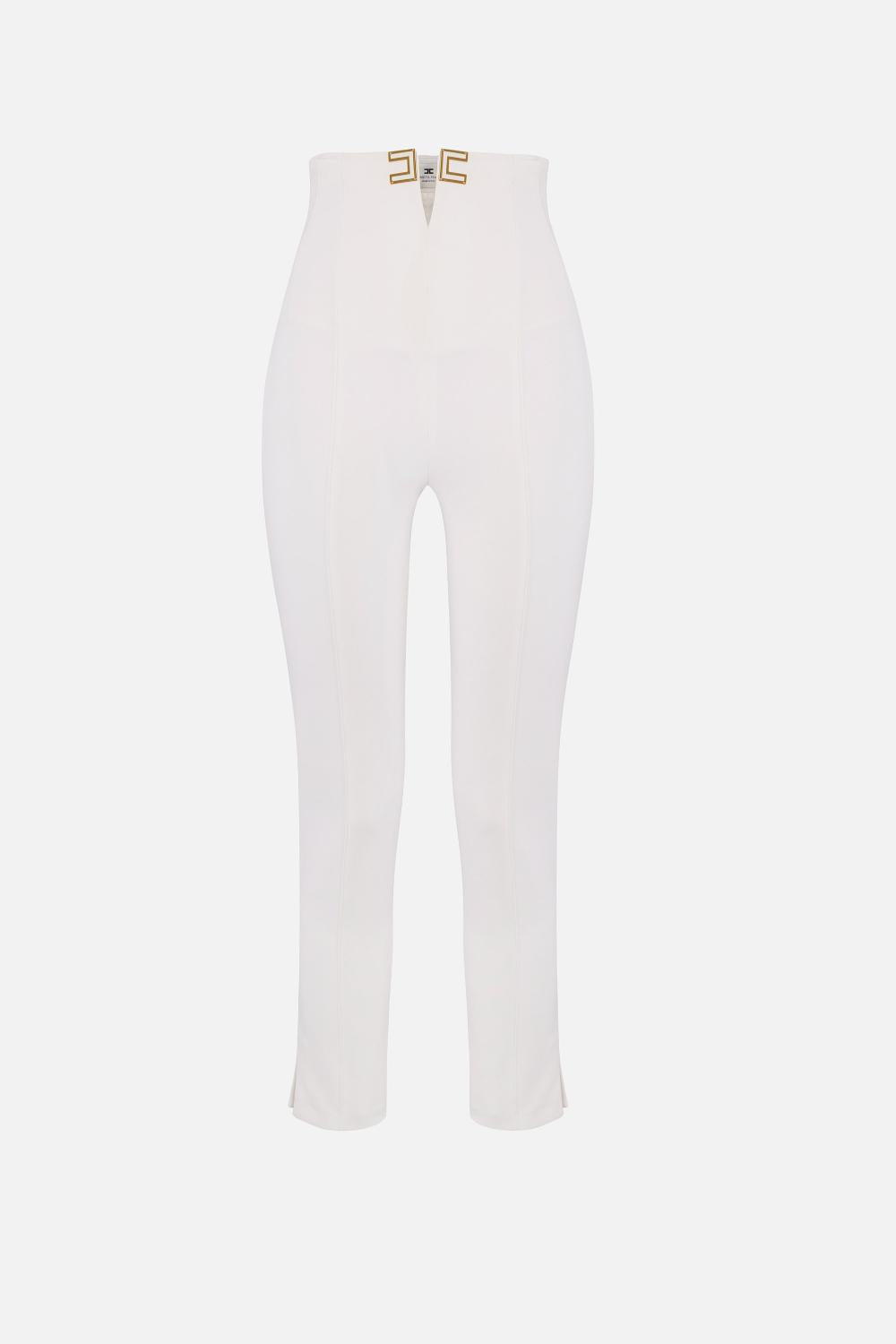 Pantaloni Elisabetta Franchi in Doppio Crêpe Stretch con Apertura a V PA163 61E2360 Elisabetta Franchi