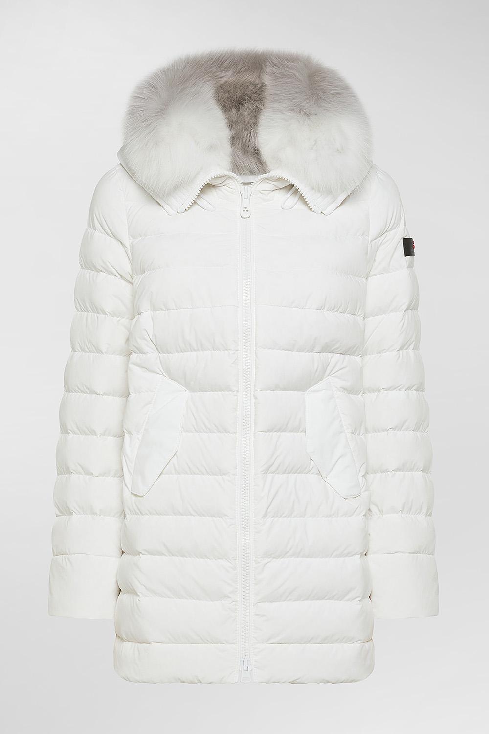 Piumino Lungo ITOKA in Piuma Naturale con Collo in Pelliccia e Cappuccio Fisso PED4017 01190986BIA Peuterey