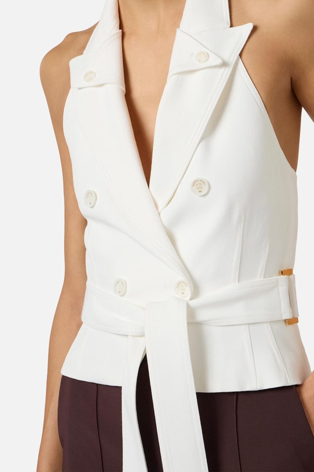Gilet in gabardina con cintura GL005 61E2360 Elisabetta Franchi