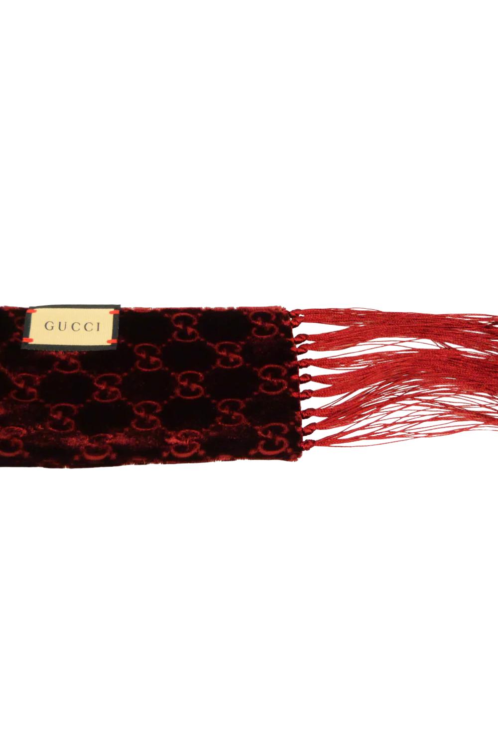 Sciarpa Gucci Sottile in Misto Seta Motivo Monogram con Frange 6693613GAF3 /6100 Gucci
