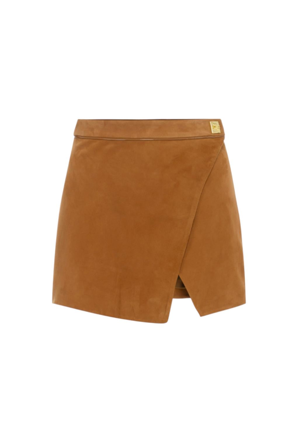 Mini gonna in suede con dettagli in vinile<BR/> GP07G 56E2EC1 Elisabetta Franchi