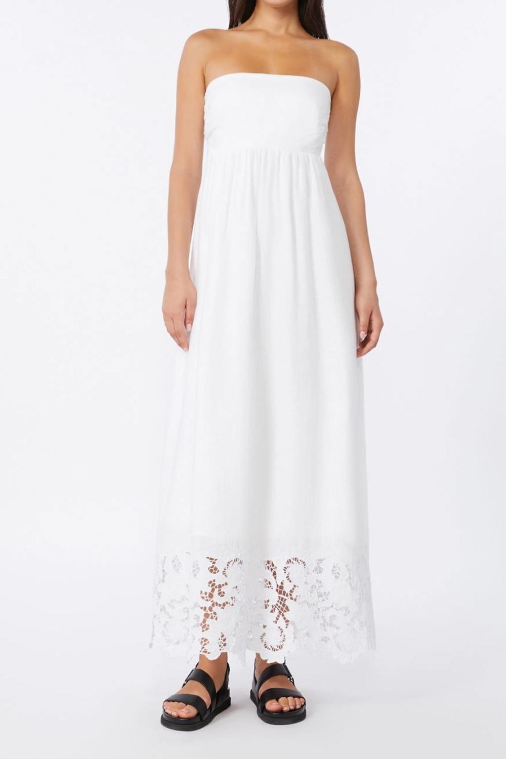 Abito lungo bustier in canvas di lino MSTSCENA 002BIANCO Max Mara Studio