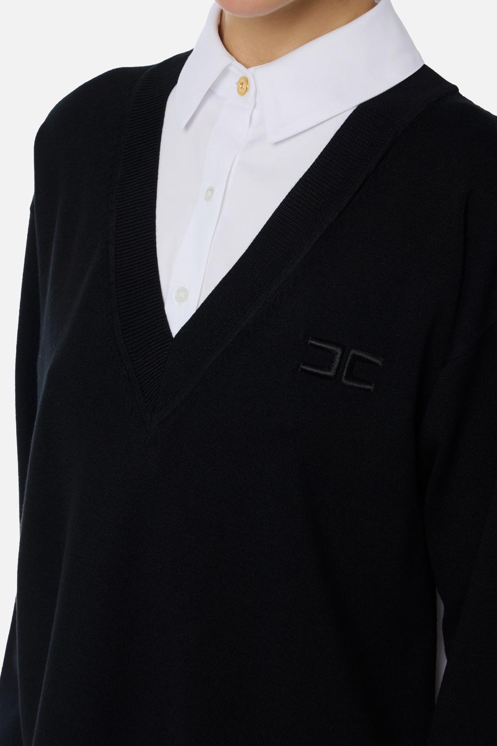 Abito in maglia di viscosa e popeline di cotone<BR/> AM09T 56E2222 Elisabetta Franchi