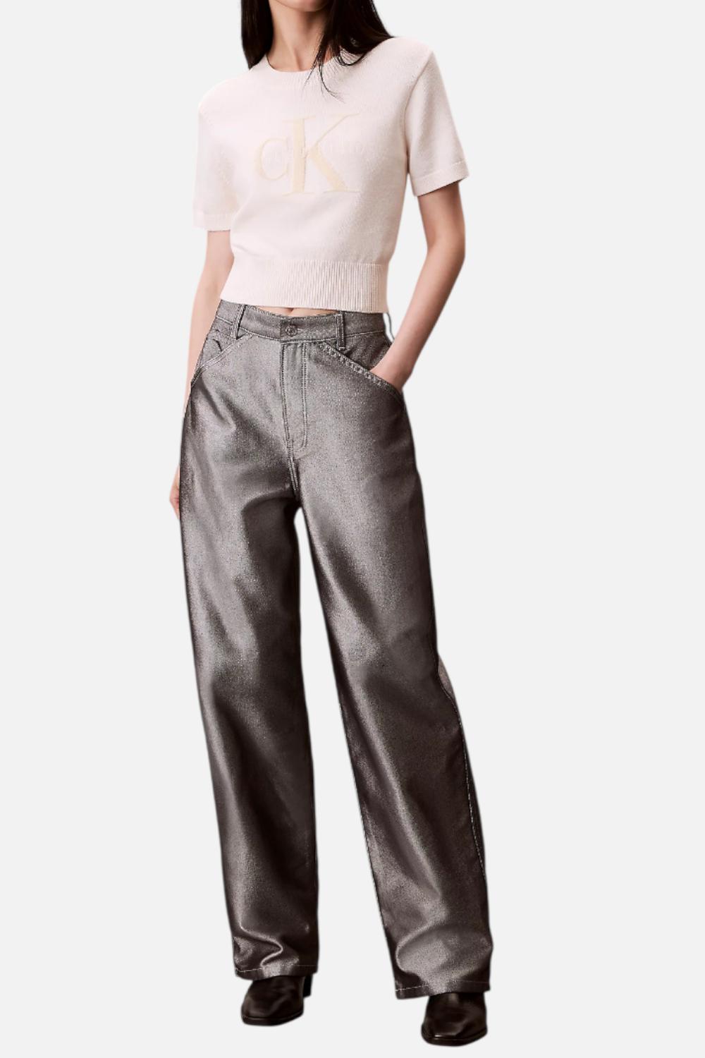 T-shirt Donna Calvin Klein con Grafica Monologo e Design Minimal LV044E306G /YBH Calvin Klein