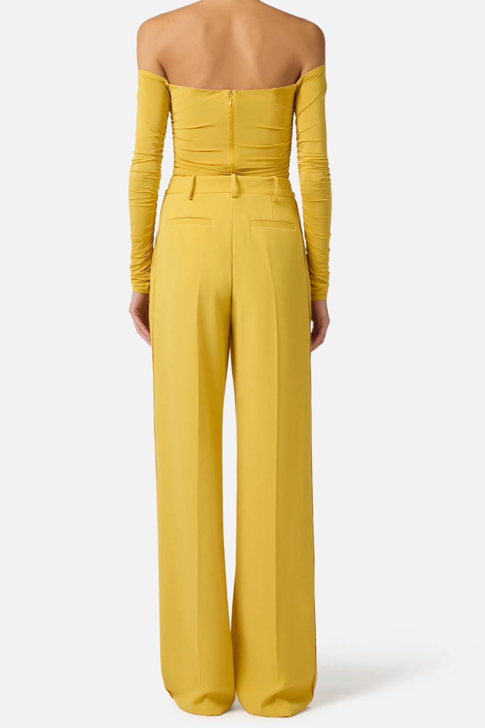 Pantaloni Elisabetta Franchi Essential in Crêpe Leggero con Charm Logo PA167 61E2EV4 Elisabetta Franchi