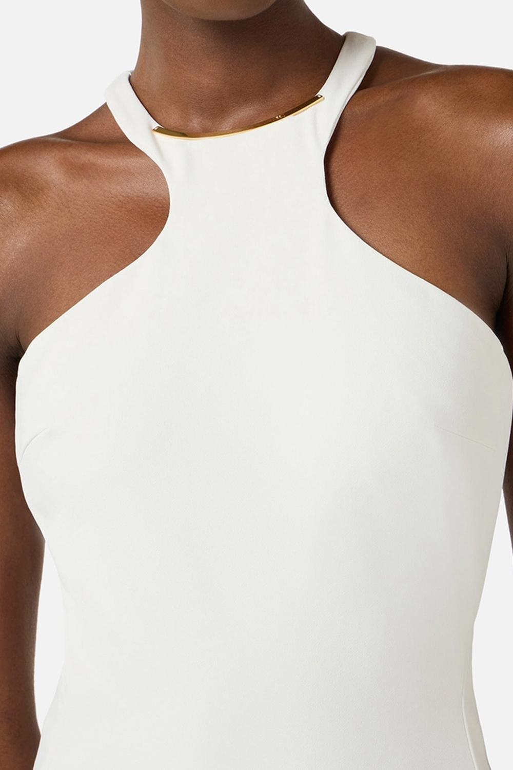 Abito in crêpe leggero con dettaglio gioiello e logo AB917 61E2360 Elisabetta Franchi