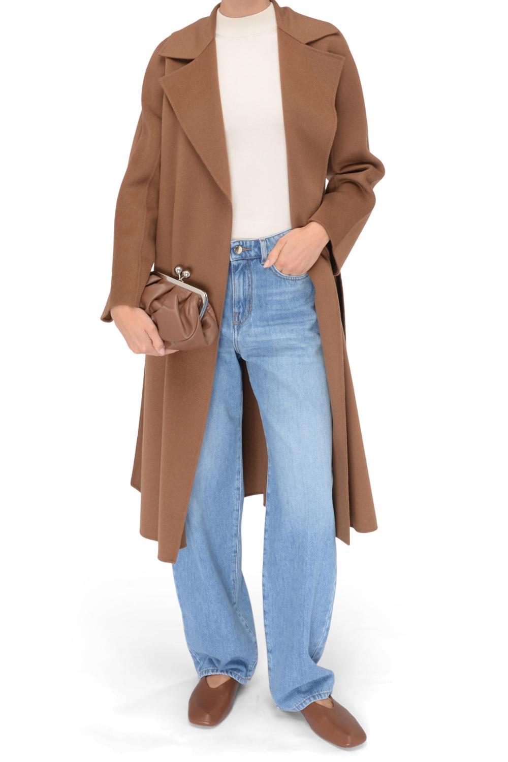 Cappotto in lana, cachemire e seta con cintura<BR/> CLES 058NOCCIOLA Max Mara Studio