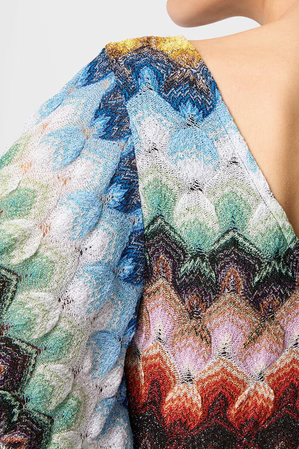Abito corto in misto viscosa lamé motivo pizzo DS26SG44 BR015JSMSNV Missoni