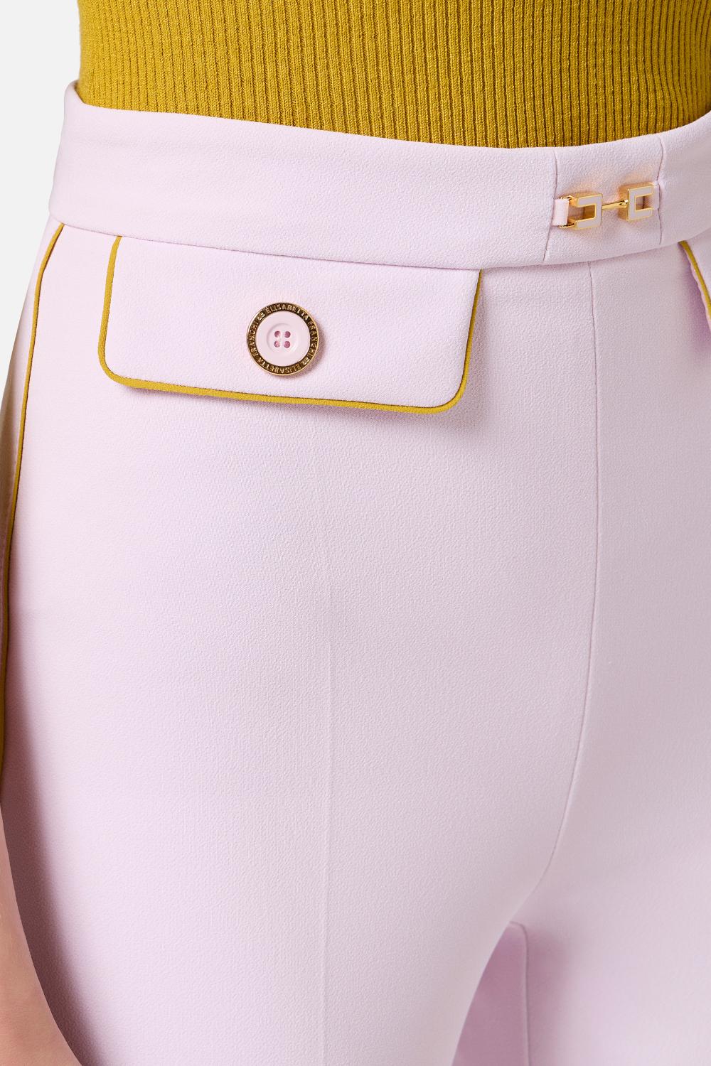 Pantaloni in crêpe con piping e morsetto gioiello<BR/> PAT71 51E2DK3 Elisabetta Franchi