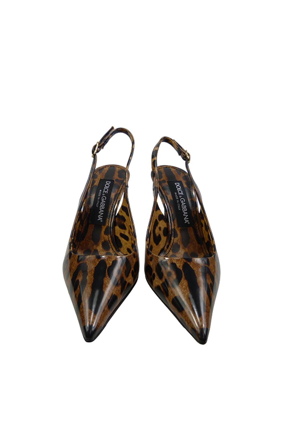 Décolleté Dolce & Gabbana in Pelle Animalier Tacco Stiletto con Monogramma Dorato CG0621 AM568HA93MANIMALIER Dolce & Gabbana