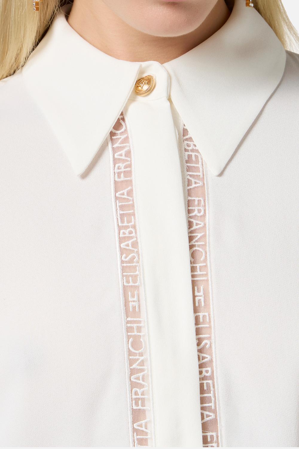 Camicia in georgette con bande lettering<BR/> CA054 51E2360 Elisabetta Franchi