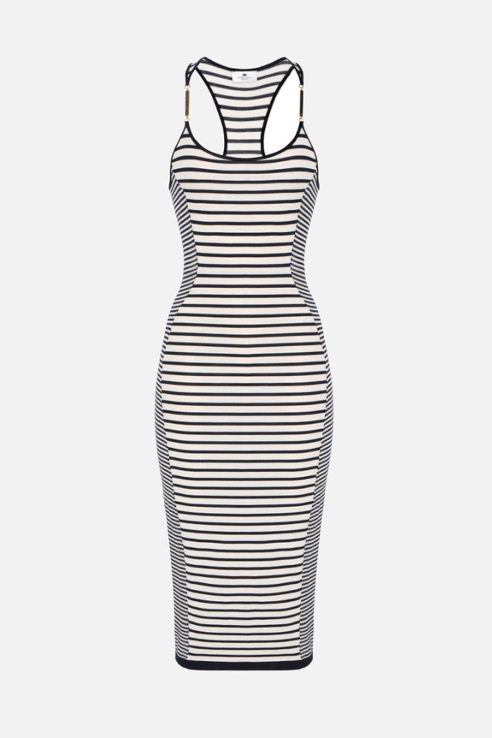 Abito Midi Elisabetta Franchi in Maglia con Scollo Olimpionico e Righe AM97T 61E2685 Elisabetta Franchi