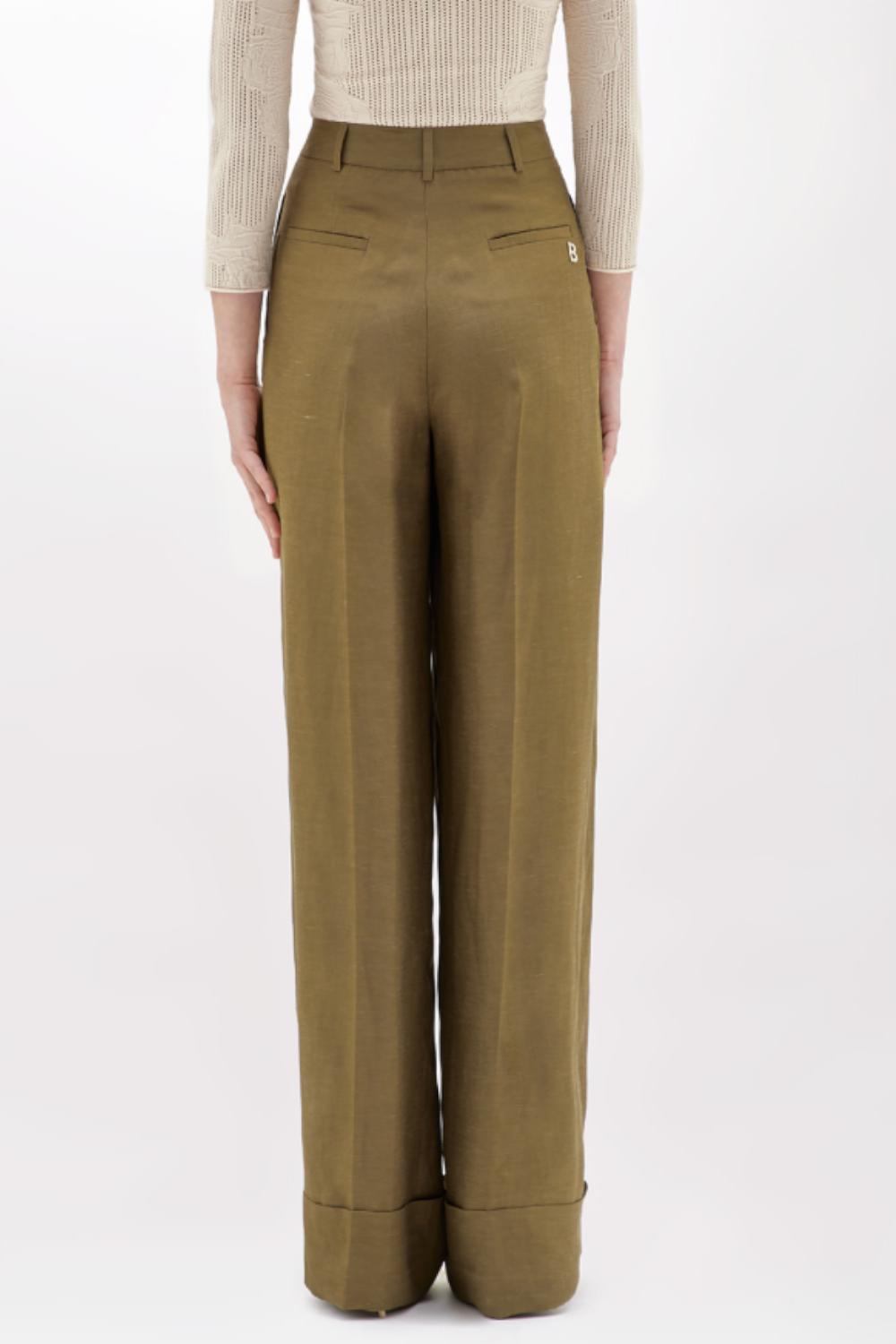 PANTALONI WIDE LEG IN MISTO LINO<BR/> RA5161 T882390622 Blugirl