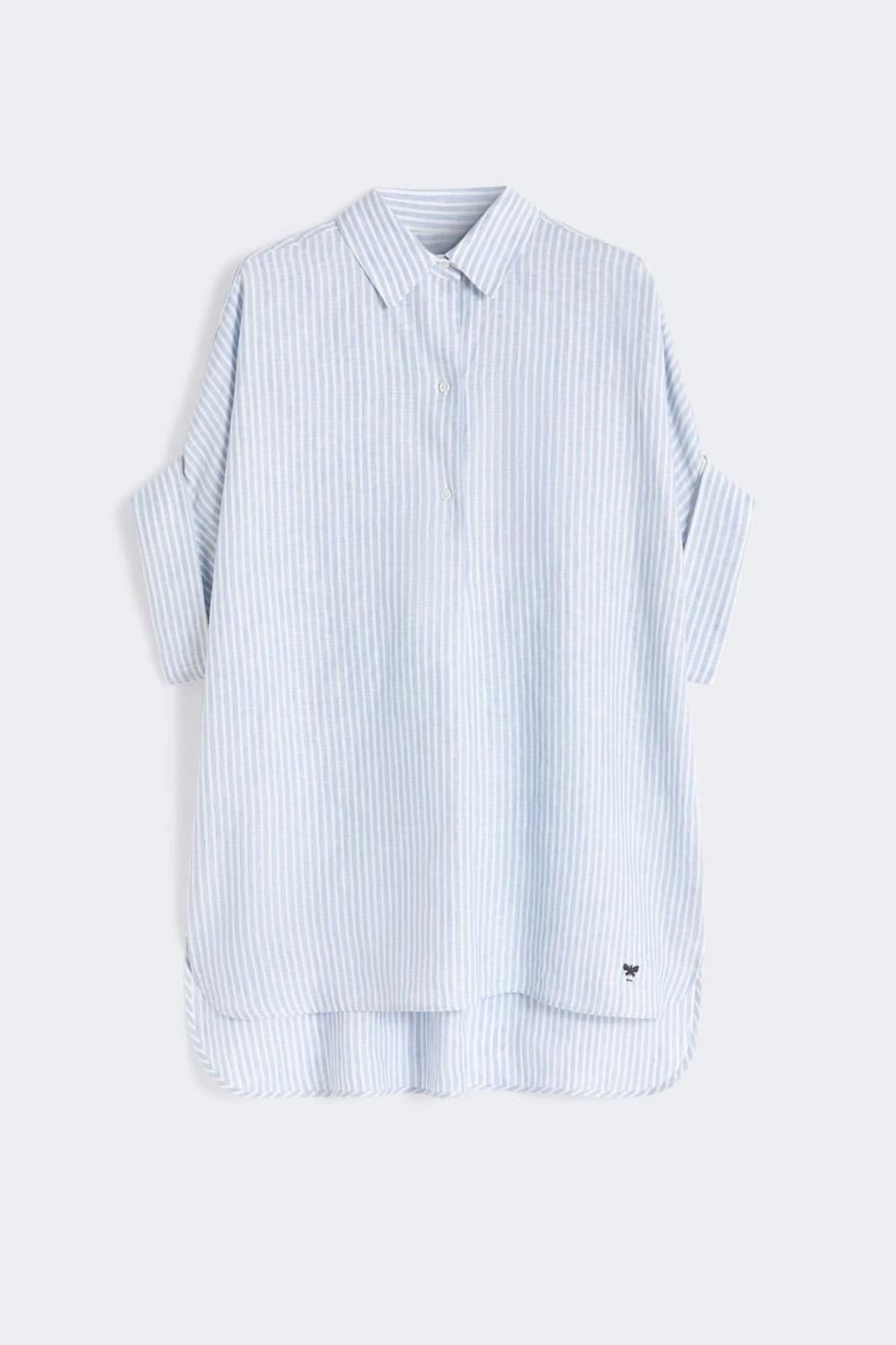 Camicia in tela di lino stampata WKDVERVE 015AZZURRO