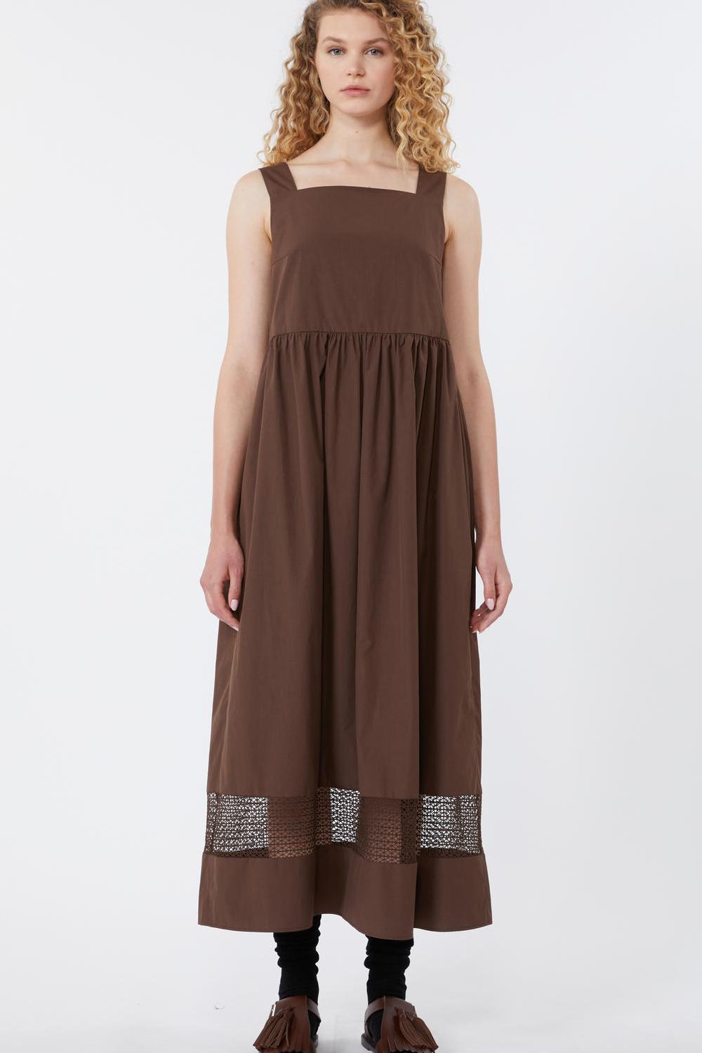 Abito smanicato in popeline di cotone WKDGOLA 036CIOCCOLATO