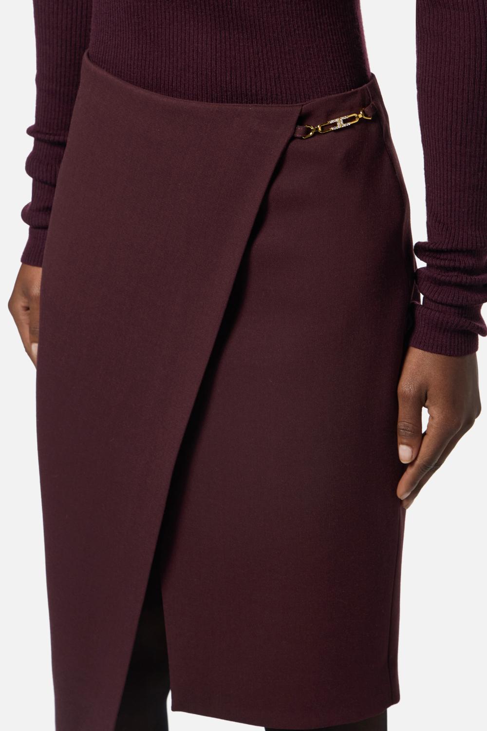 Gonna in crêpe con dettaglio gioiello<BR/> GO135 56E2EA4 Elisabetta Franchi