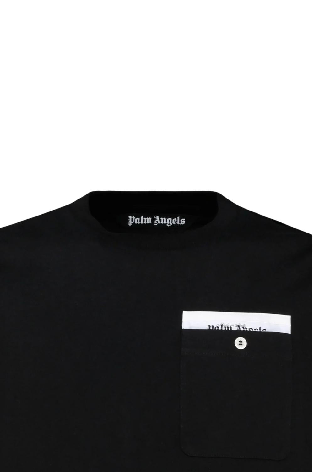 T-Shirt Uomo Palm Angels Sartorial Tape Pocket Nero/Off White PMAA088E23 JER0011003 Palm Angels