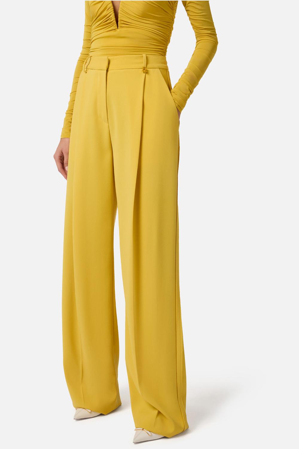 Pantaloni Elisabetta Franchi Essential in Crêpe Leggero con Charm Logo PA167 61E2EV4 Elisabetta Franchi