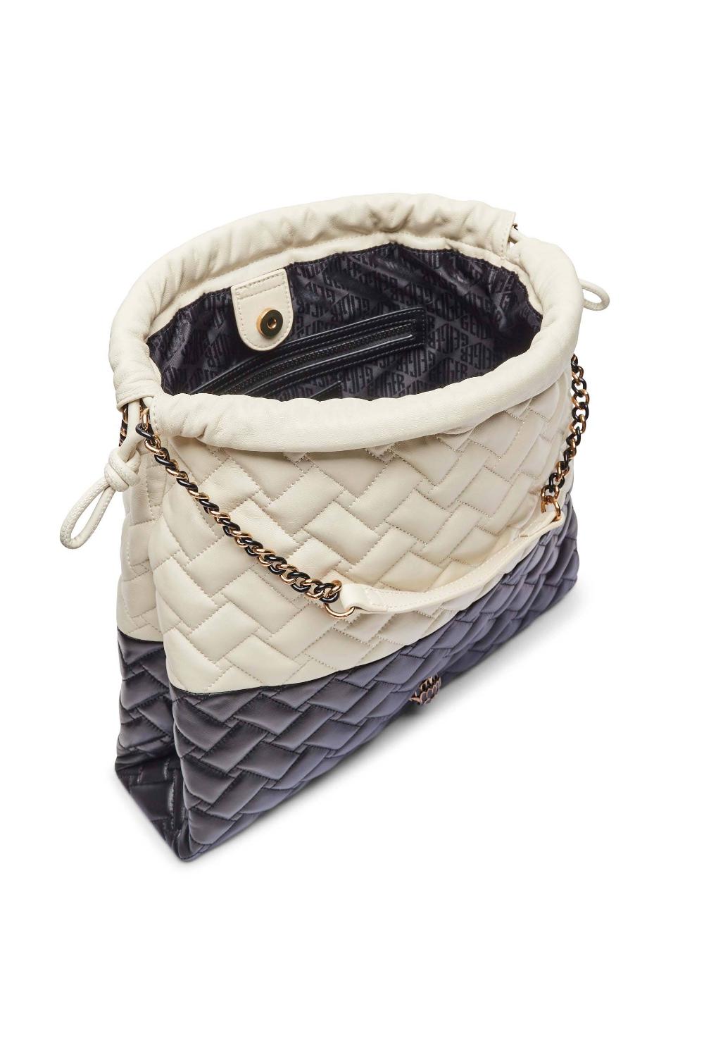 Borsa Shopper in pelle<BR/> 4702501109 /BLK/WHITE Kurt Geiger London