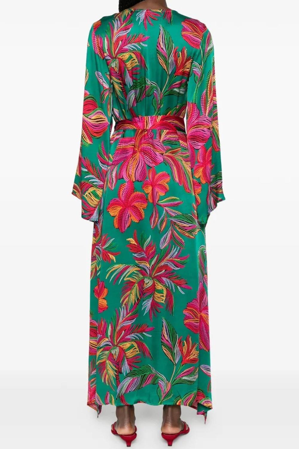 esmee dress - abito fantasia con scollo a V R26005 CARTAGENA GREEN Sundress