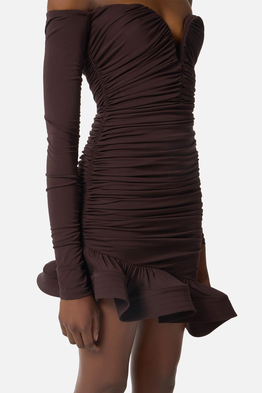 Mini abito in jersey crêpe con balza AB880 62E2EV9 Elisabetta Franchi