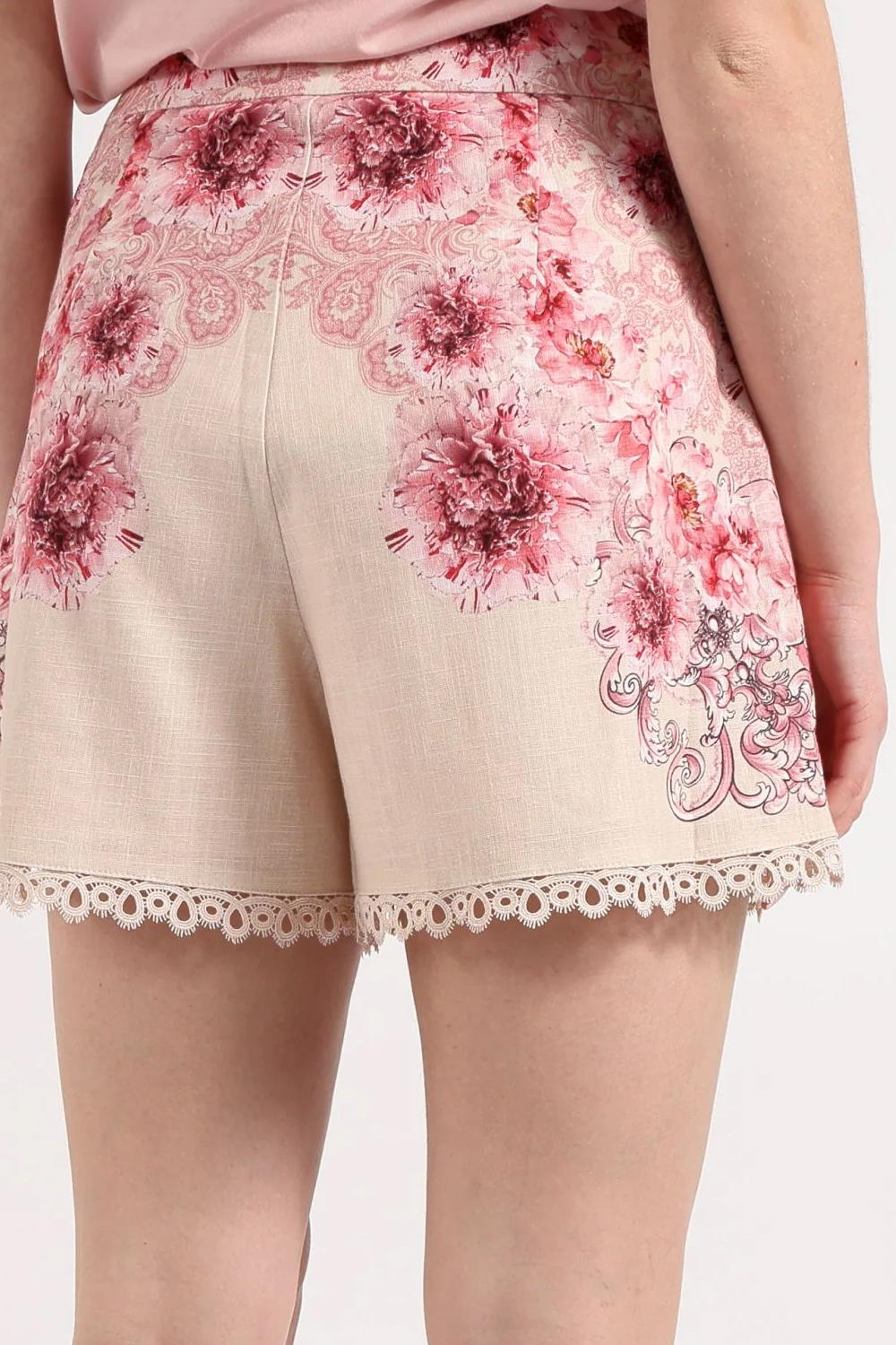 Pantaloncino Donna Amosa con Stampa Floreale e Merletto A26SSSH29 /U.V. Amosa