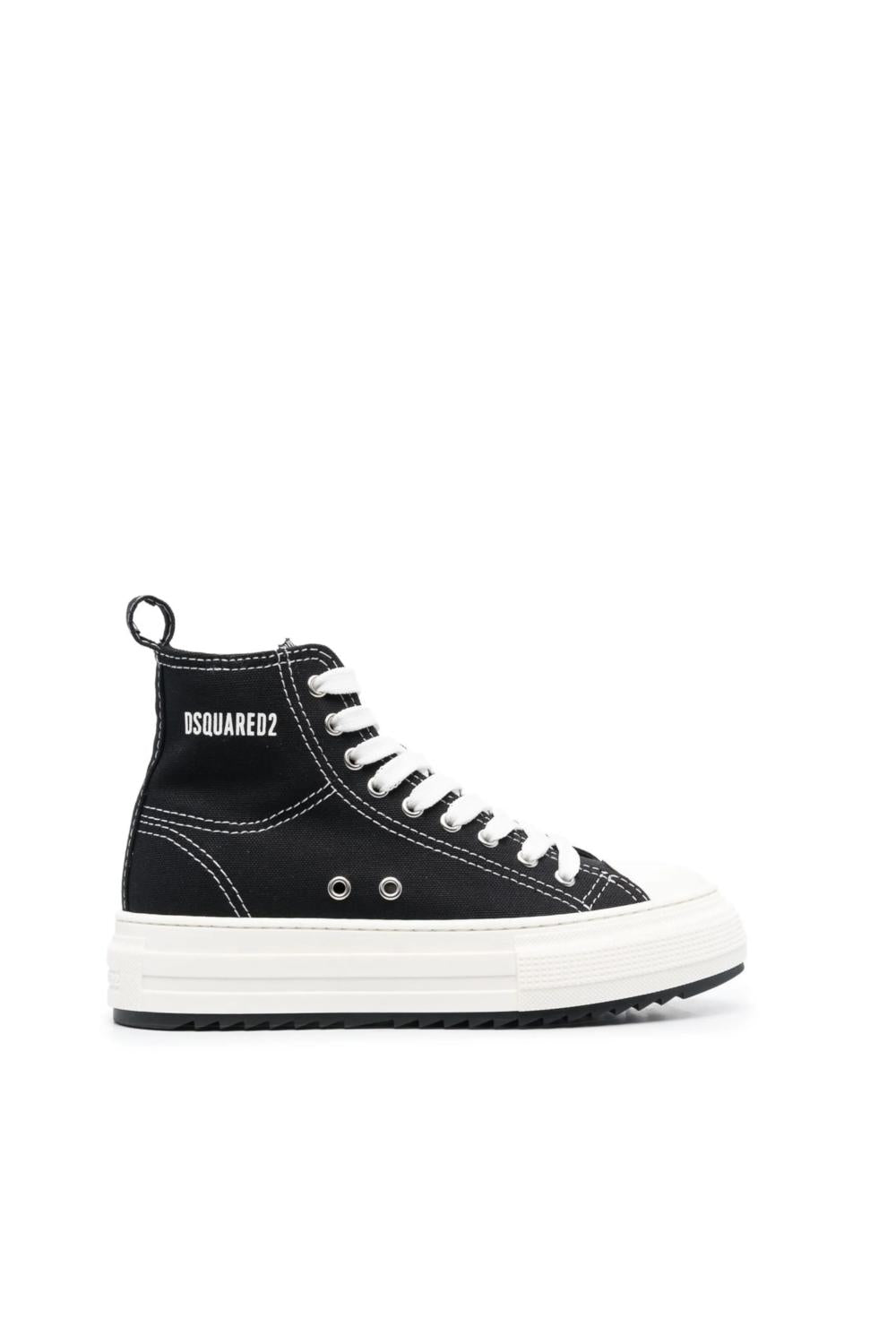 Sneakers Alte DSQUARED2 Nero/Bianco in Pelle e Cotone Plateau con Logo SNW0231/25406362M2657 NERO Dsquared2